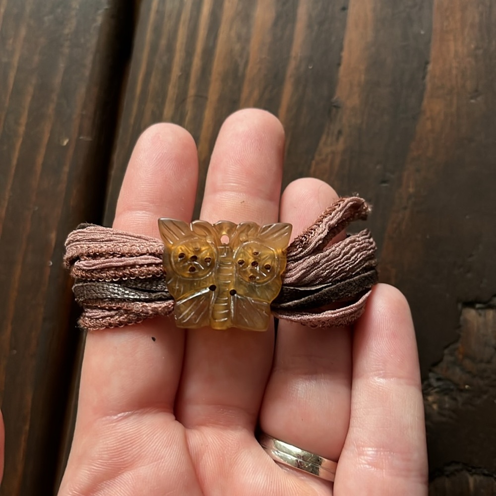 Vintage 2000s butterfly leather bracelet